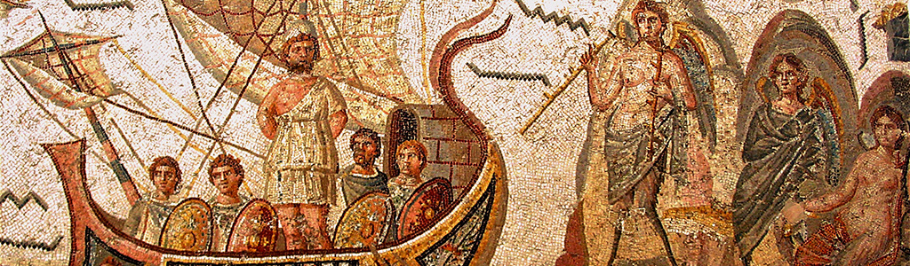 Mosaïque d'Ulysse résistant aux chants des sirènes