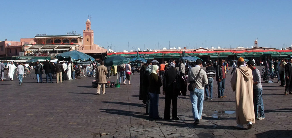 La Place Jamaâ El Fna, Marrakech au Maroc